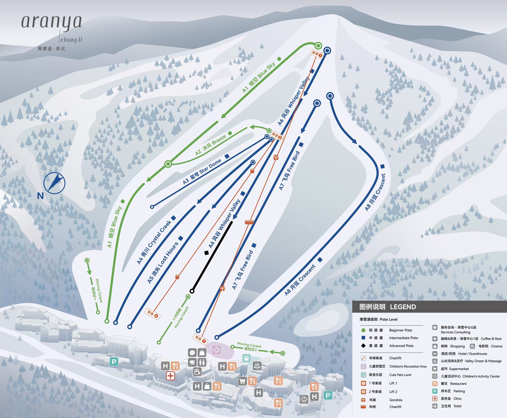 拾雪川滑雪场全景雪道图