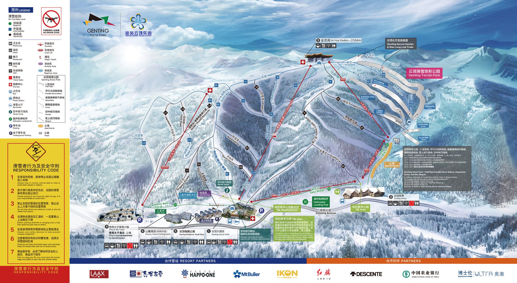 云顶滑雪场全景雪道图